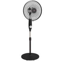 HOMCOM 40 cm Pedestal Standing Floor Fan, Oscillation Cooling Fan with Remote Control, Black(m-1)
