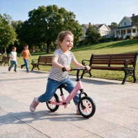 AIYAPLAY 11.2" Balance Bike for 2-5 Years, Toddler Bike with Lighting Wheels, Adjustable Seat & Handlebar, 360° Steering, Pink(m-9)