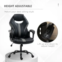 Vinsetto Computer Gaming Chair, Desk Chair with Breathable PU Leather Back and Seat, Soft Padded Armrests and Rolling Wheels for Adults and Gamers, Grey(m-7)