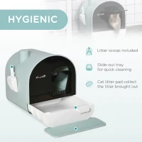 PawHut Hooded Cat Litter Box, Kitten Litter Tray, with Lid, Scoop, Filter, Flap Door(m-4)