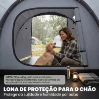Outsunny Tenda de Campismo para 2-3 Pessoas Dobrável à Prova d'Agua e à Prova de UV 20+ com Vestíbulo 426x206x154 cm Cinza Escuro(m-7)
