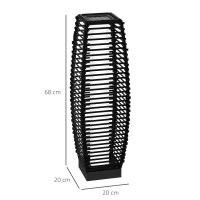 Outsunny Lampada Solare da Giardino con Pannello di Ricarica, in Acciaio e Rattan, 20x20x68 cm, Nero(m-3)