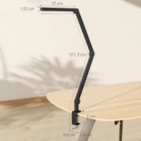 HOMCOM Schreibtischlampe, anpassbare Helligkeit und Farbe, Metallklemme, 96 LEDs, Schwarz(m-3)