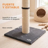 PawHut Poste Rascador para Gatos Altura 80 cm Interior Ligero Base Estable y Cuerda de Sisal Natural Gris Oscuro(m-7)