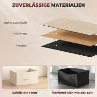 HOMCOM Slaapkamerladekast met 8 stoffen laden, stalen versteviging, houten bovenblad, 4 opbergvakken en 2 haken, beige(m-6)