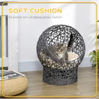 PawHut Kattenmand Kattenhut met Kussen Kattenhol Polyester Touw Paars(m-6)