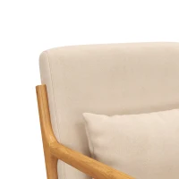 HOMCOM Poltrona Sala de Estar Nórdica Acolchoada com Apoio para os Braços e Estrutura de Madeira de Borracha 61x78x76 cm Bege(m-8)