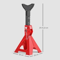 HOMCOM Steunblokken 3 ton belastbaarheid 2 stuks steunblokken incl. veiligheidsstift 10-traps hoogte-verstelbaar Rood(m-3)