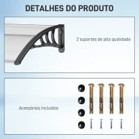 Outsunny Marquise de Proteção 75x100 cm para Portas e Janelas contra Sol e Chuva com Suporte de Liga de Alumínio Transparente e Preto(m-5)