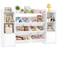 AIYAPLAY Kinderopbergrek, rek voor speelgoed en boeken, voor overzichtelijk opruimen, 8 uitneembare dozen, Wit(m-11)