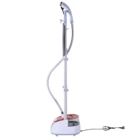 HOMCOM Plancha Vertical Vapor 1950W, Depósito de 2 L, 32g/min, Plancha de Vapor Vertical con Barra Telescópica, Listo en 38s,Colgador de Ropa, Centro de Planchado para Hogar Oficina, Rojo(m-12)