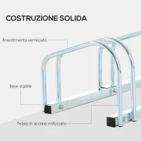 HOMCOM Rastrelliera Portabiciclette Parcheggio per 3 Biciclette Tubi d'acciaio(m-8)