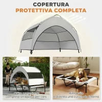 PawHut Lettino per Cani con Copertura a 3 Lati Rimovibile, in Poliestere e Acciaio, 106x76x94 cm, Grigio Chiaro e Nero(m-3)