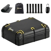 Outsunny Auto Dakbox 595 Liter Opvouwbaar Waterdicht Dakbagagedrager met Antislipmat 10 Verstelbare Riemen 6 Deurhaken(m-15)