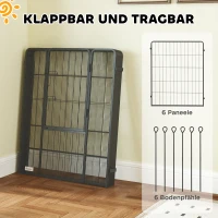 PawHut Hondenheining, Huisdierenverblijf, 6 Panelen, Staal, Opvouwbaar, Zwart(m-6)