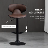 HOMCOM Adjustable Swivel Bar Stools Set of 2, Barstools with Footrest and Backrest, Steel Frame Gas Lift, for Kitchen Counter Dining Room, Brown(m-5)