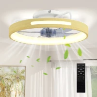 HOMCOM Deckenventilator mit Licht und Fernbedienung, 49 cm LED-Deckenventilator mit 3 Farbtemperaturen, natürliches Holzfinish(m-12)