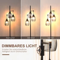 HOMCOM Stehleuchte im Industrie-Design mit 3 Lampenschirmen 30 cm x 30 cm x 170,5 cm Stahl(m-4)