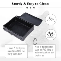 PawHut Cat Litter Box Collapsible Portable Foldable Travel Light Weight Toilet Tray For Small Kitty - Grey(m-5)