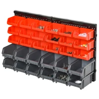 DURHAND 30 Cubbie On-Wall Storage Board Tool Screw Organiser Garage Workshop DIY Container w/ Screw Kit Tool Equipment Tidy(m-10)