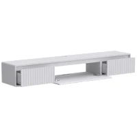 HOMCOM Móvel de TV Suspenso Flutuante 160 cm com Iluminação LED e Tomadas Móvel para TV 183 cm Branco(m-6)