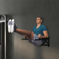 HOMCOM Supporto per Sollevamenti Fissaggio a Parete, Sbarra per Trazioni per Allenamento Muscolari Tubi d'Acciaio, Nero(m-10)