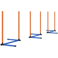 PawHut Agility-set voor honden 3-delige agilityuitrusting met slalomstokken draagtas trainingsset voor alle hondenmaten Oranje(m-10)