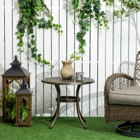 Outsunny Beistelltisch Garten wetterfester Gartentisch mit Gussaluminiumrahmen, rund 60kg belastbar Ø60x52,5H cm(m-2)