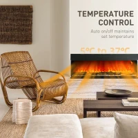 HOMCOM 1800W 15-40℃ Adjustable Flame Glass Panel Convector Heater, 152cm(m-6)