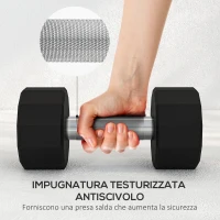 SPORTNOW Set 2 Manubri a 12 Lati da 10 kg in Metallo e Gomma con Impugnatura Antiscivolo, 26x13x13 cm, Nero(m-6)