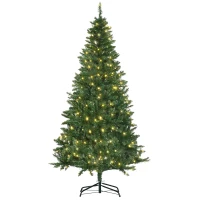 HOMCOM 6FT Christmas Tree Warm White LED Light Holiday Home Decoration, Green(m-10)