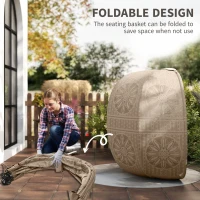 Outsunny Round Egg Basket Chair, with Steel Stand, Sand(m-6)
