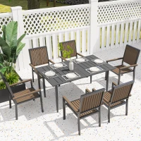 Outsunny Gartentisch 150x90cm, Wetterfest Balkontisch aus Stahl, Balkontisch mit Schirmloch Schwarz(m-10)