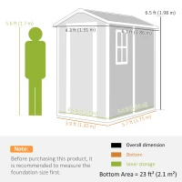 Outsunny 4 x 6ft Garden Shed, Plastic Shed with Floor, Window, Lockable Door and Vents, Resin Tool Shed for Outdoor Patio Storage, Zero Maintenance, Grey(m-3)