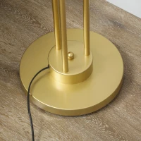 HOMCOM Moderne vloerlamp met 3 lampschermen, met voetschakelaar, voor woonkamer, slaapkamer, 3 x E27-fitting, goudkleurig(m-9)