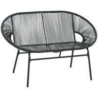 Outsunny Rattansessel Relaxsessel im Boho-Stil, 132 cm x 72 cm x 83 cm, Schwarz