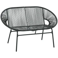 Outsunny Rattansessel Relaxsessel im Boho-Stil, 132 cm x 72 cm x 83 cm, Schwarz(m-1)