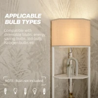 HOMCOM Corner Floor Lamp with Shelves, Tall Standing Lamps for Living Room, with Pull Chain Switch Bulb not Included, White(m-7)