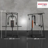 SPORTNOW 3-in-1 Smith Machine with Dual Cable Pulley System, Chest Press Station, 17-Level Squat Rack and Barbell Bar(m-3)