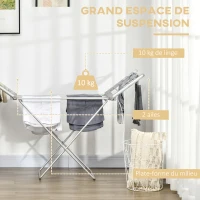 HOMCOM Séchoir à linge étendoir à linge électrique 2 ailes latérales extensibles cadre en alliage d'aluminium 144 x 53 x 91 cm(m-4)