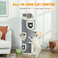 PawHut 101 cm Cat Tree with Sisal Scratching Posts, 3 Barrel Condos, 3 Platforms, for Indoor Cats to Rest and Play(m-4)