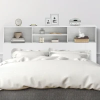 HOMCOM King-Size Headboard with Storage, Freestanding Bed Headboard with 4 Open Compartments for Bedroom, White(m-6)