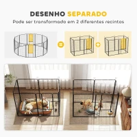 PawHut Parque para Cães com 12 Painéis Recinto para Animais de Estimação Modular com 2 Portas 80x120 cm Preto(m-7)