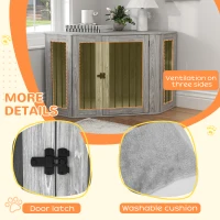 PawHut Dog Crate Furniture Side Table, with Cushion, 122 x 61 x 71cm - Grey(m-6)