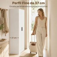 HOMCOM Roupeiro Moderno para Quarto com Barra para Pendurar e Prateleiras 70x37x164 cm Branco(m-4)