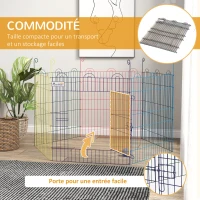 PawHut Enclos pliant en métal pour chiens lapins rongeurs petits animaux intérieur et extérieur 6 panneaux avec porte(m-6)