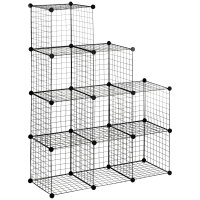 HOMCOM kubusrek, opbergkast, schoenenrek, 9 kubussen, modulaire opbouw, staal, zwart, 35 x 35 x 35 cm per kubus