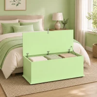 HOMCOM 114L Large Storage Chest, Green Bench Trunk with Safety Hinge for Bedroom, Living Room & Entryway(m-2)