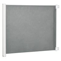 PawHut Barreira de Segurança para Cães Extensível Grade Retrátil para Animais de Estimação com Extensão Aço e Tecido de Textilene para Escadas e Portas 5,5-115x5,5x82,5cm Cinza(m-1)