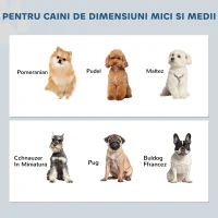 PawHut Boluri Înălțate pentru Câini de Talie Mică, Suport din MDF cu 2 Boluri din Oțel, Gri(m-6)